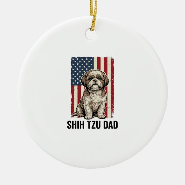 Décoration En Céramique Shih Tzu Dad Patriotic Vintage Dog Shirt Design_1 (Devant)
