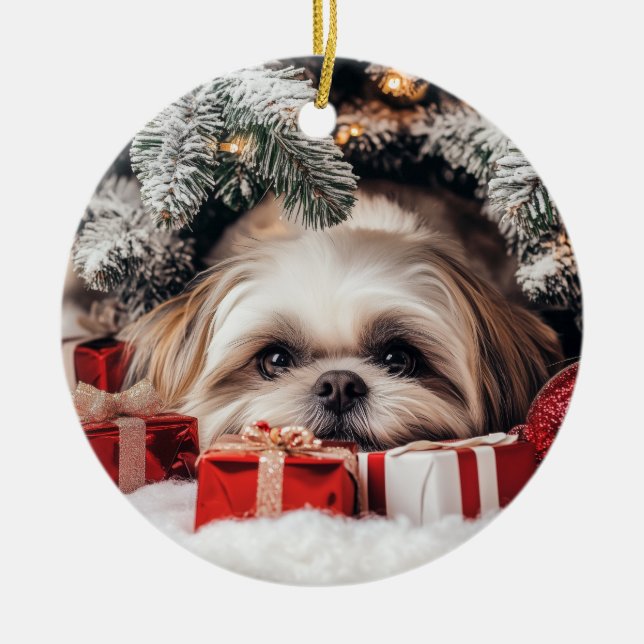 Décoration En Céramique Shih Tzu Noël (Devant)