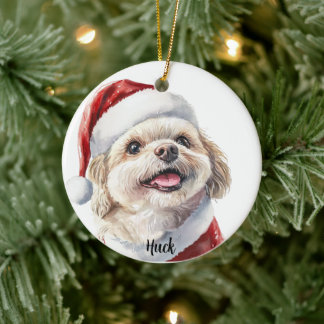 Décoration En Céramique Shih Tzu Noël Chien Personnalisé