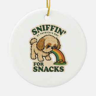 Décoration En Céramique Shih Tzu reniflant des friandises Rétro St. Patric