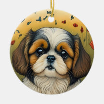 Shihtzu puppy ornament gift idea 