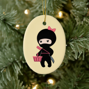 Décoration En Céramique Shopping Ninja Girl sur Jaune