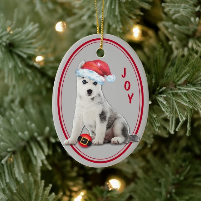 Décoration En Céramique Sibérie Husky Santa Hat (Arbre)