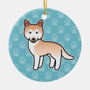 Décoration En Céramique Sibérien Husky de dessin animé rouge clair