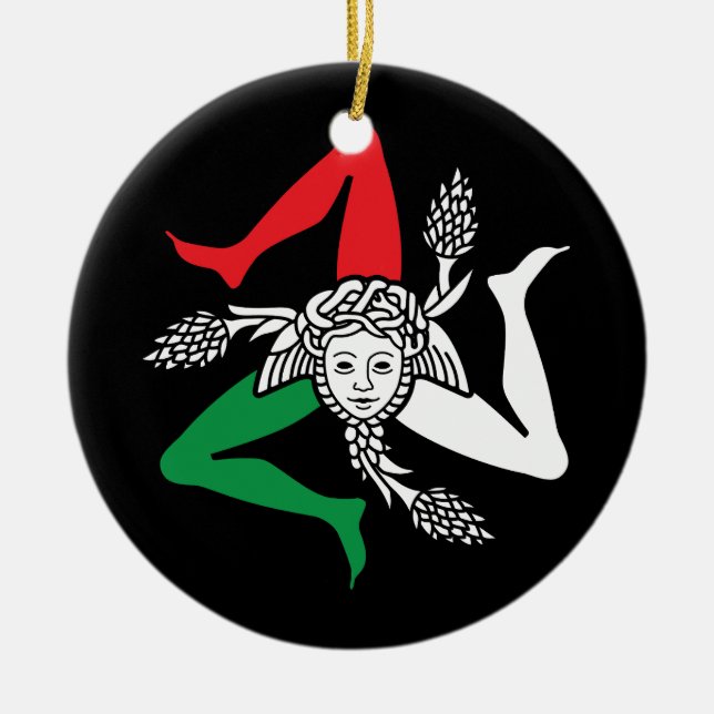 Décoration En Céramique Sicilian Trinacria Medusa Emblem Italian Theme (Devant)