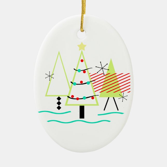 Décoration En Céramique siècle moderne arbres de noël rétro (Devant)