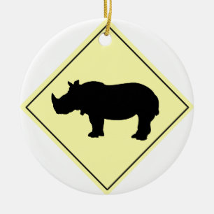 Décoration En Céramique Signe de croisement de rhinocéros