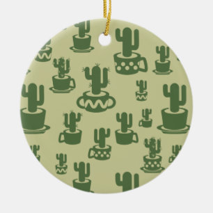 Décoration En Céramique Silhouette de cactus succulent dans des tasses et