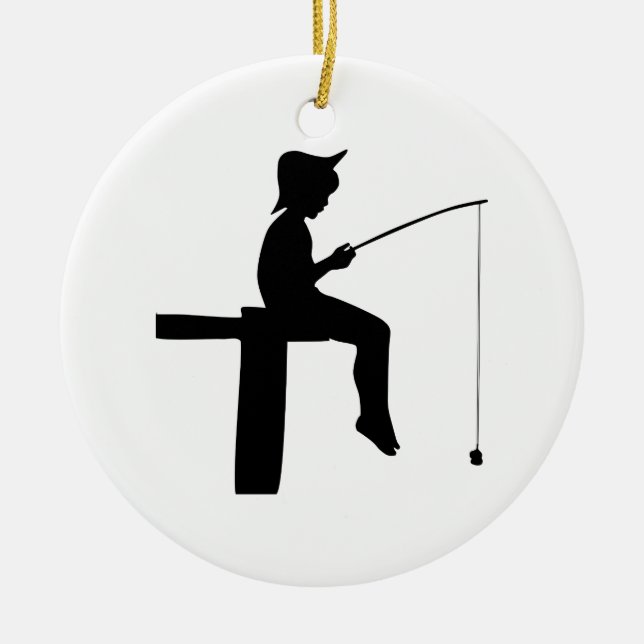 Décoration En Céramique Silhouette de garçon de pêche (Devant)