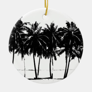 Décoration En Céramique Silhouette de palmiers blancs noirs