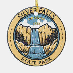 Décoration En Céramique Silver Falls State Park Oregon Badge Vintage