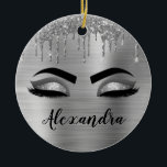 Décoration En Céramique Silver Glitter Sparkle Eyelashes Monogram<br><div class="desc">Argent Faux Parties scintillant à étincelles métalliques brossé Monogramme en métal Nom et cils initiaux (cils),  Extensions d'oreilles et ornement de Noël des yeux. Le design fait le cadeau parfait pour 16 ans,  mariage,  douche nuptiale,  anniversaire,  baby shower ou bachelorette pour quelqu'un à la recherche d'un style cool tendance.</div>