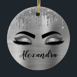 Décoration En Céramique Silver Glitter Sparkle Eyelashes Monogram<br><div class="desc">Argent Faux Parties scintillant à étincelles métalliques brossé Monogramme en métal Nom et cils initiaux (cils),  Extensions d'oreilles et ornement de Noël des yeux. Le design fait le cadeau parfait pour 16 ans,  mariage,  douche nuptiale,  anniversaire,  baby shower ou bachelorette pour quelqu'un à la recherche d'un style cool tendance.</div>
