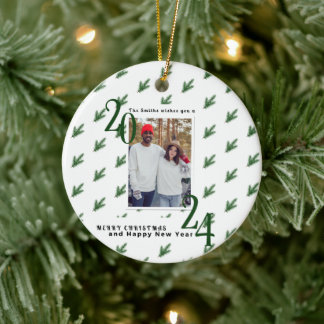 Décoration En Céramique Simple Christmas couple photo Ornament