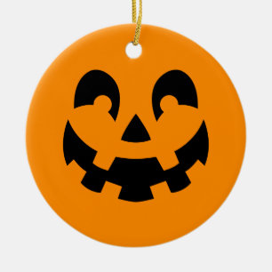 Décoration En Céramique Simple Citrouille Noire Visage Sur Halloween Orang
