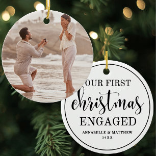 Décoration En Céramique Simple Élégant Notre Premier Noël Fiancés