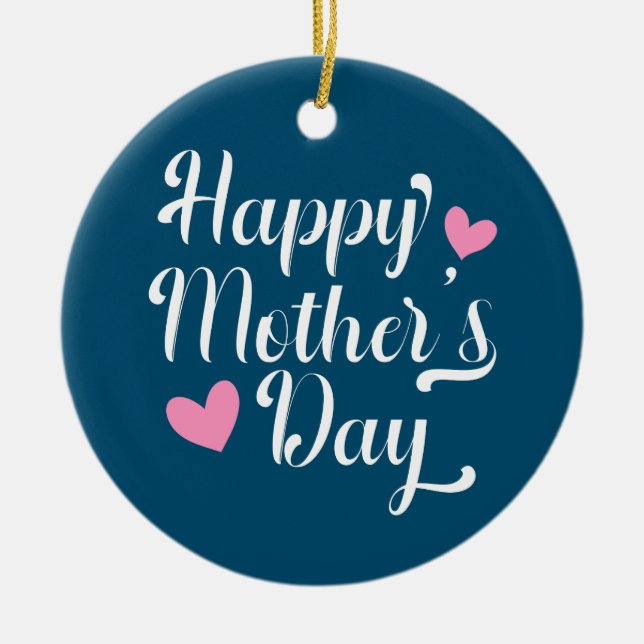 Décoration En Céramique Simple joyeuse calligraphie de la fête des mères | (Devant)