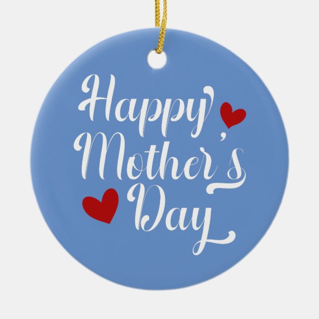 Décoration En Céramique Simple joyeuse calligraphie de la fête des mères | (Devant)