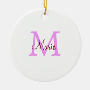 Décoration En Céramique simple minimal ajouter nom monogramme rose rouge
