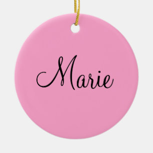 Décoration En Céramique simple minimal rose clair ajoutez votre nom fémini