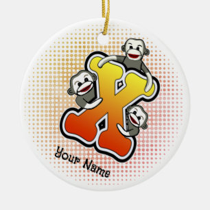 Décoration En Céramique singe chaussette Monogram X