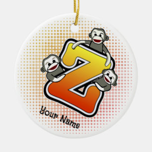 Décoration En Céramique Singe de chaussette à monogramme Z