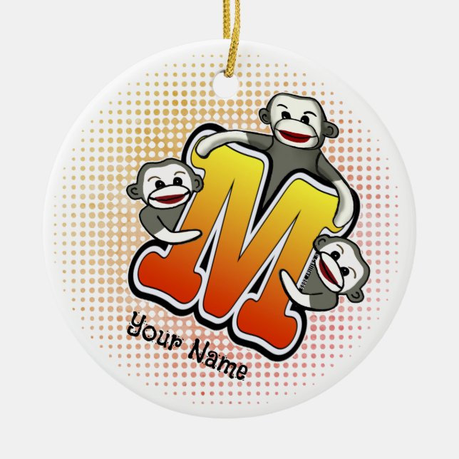 Décoration En Céramique Singe de chaussette M monogrammé  (Devant)