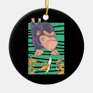 Décoration En Céramique Singe Mignonne Avec Bananes