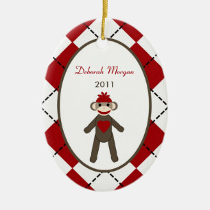 Décoration En Céramique Singe rouge personnalisé de chaussette d'ornement