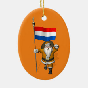 Décoration En Céramique Sinterklaas Avec Ensigne De Pays-Bas