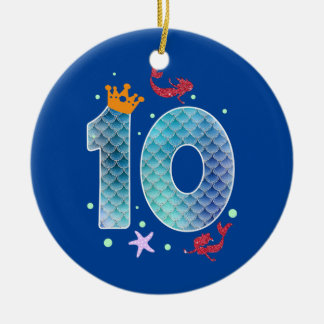 Décoration En Céramique Sirène 10e anniversaire Dix ans Fille 10