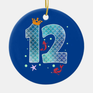 Décoration En Céramique Sirène 12e anniversaire Douze ans Fille 12