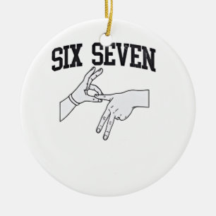 Décoration En Céramique Six Seven Mème Viral 67 Langue des Signes Mason