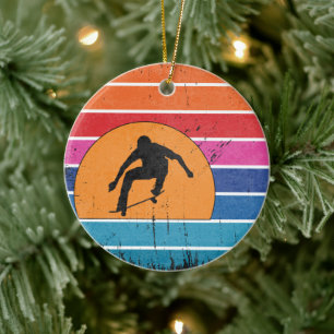 Décoration En Céramique Skateboard de ski de fond Vintage