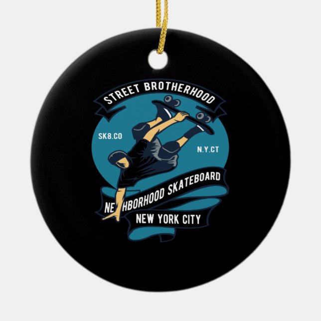 Décoration En Céramique skateboard du quartier de street brotherhood (Devant)