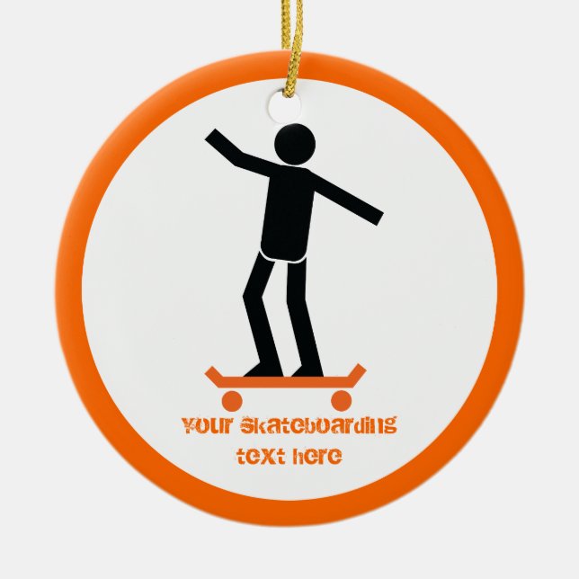 Décoration En Céramique Skateboardeur sur son skateboard personnalisé (Devant)