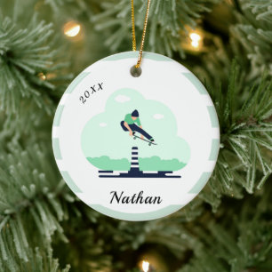 Décoration En Céramique Skateboarding Skater Name & Year Trendy Green