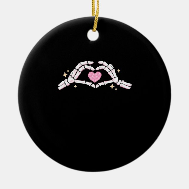 Décoration En Céramique Skeleton Mains Coeur drôle (Devant)