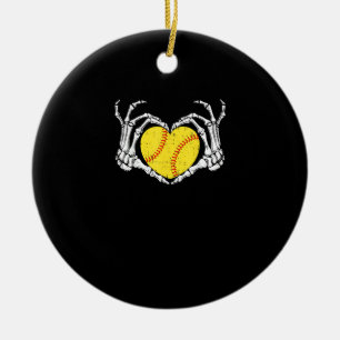 Décoration En Céramique Skeleton Mains Coeur Halloween Costume Softball Wo
