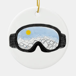 Décoration En Céramique Ski Goggles Mountain View Illustration