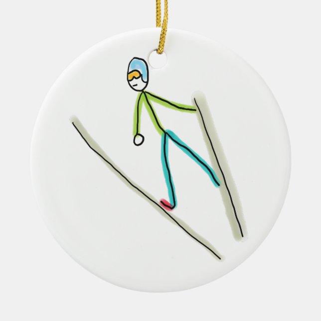 Décoration En Céramique Ski Jumping Stickman (Devant)