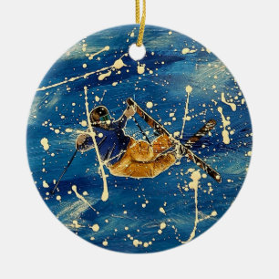 Décoration En Céramique Ski saut splatter art