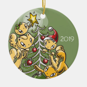Décoration En Céramique Skribbles the Cat Family :Ajuster l'arbre