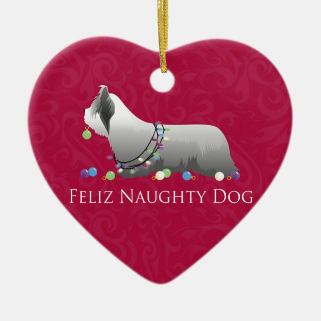 Décoration En Céramique Skye Terrier Joyeux Noël Design (Devant)