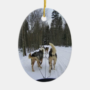 Décoration En Céramique Sledding de chien en Québec, Canada