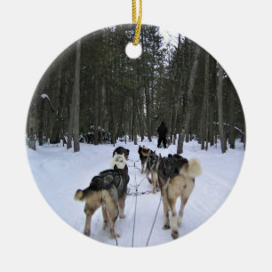 Décoration En Céramique Sledding de chien en Québec, Canada