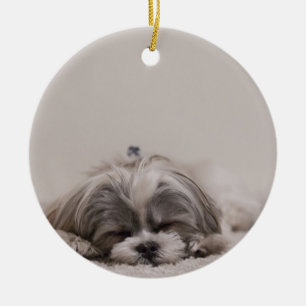 Décoration En Céramique Sleeping Shih tzu Christma Ornament, Sleeping Dog