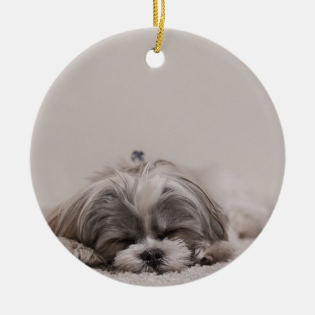 Décoration En Céramique Sleeping Shih tzu Christma Ornament, Sleeping Dog (Devant)
