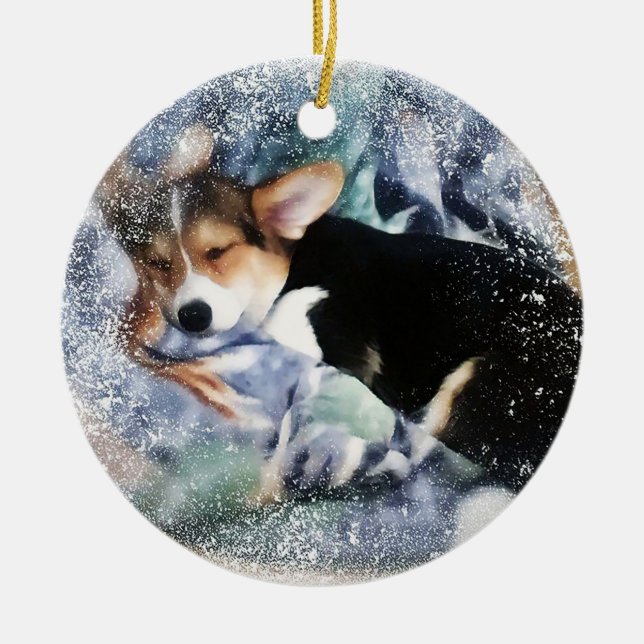 Décoration En Céramique Sleepy Holiday Corgi Puppy (Devant)