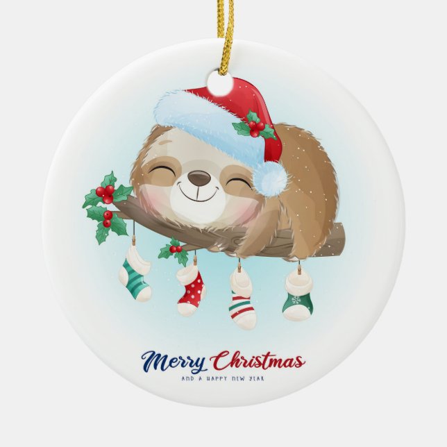 Décoration En Céramique Sloth Christmas (Devant)